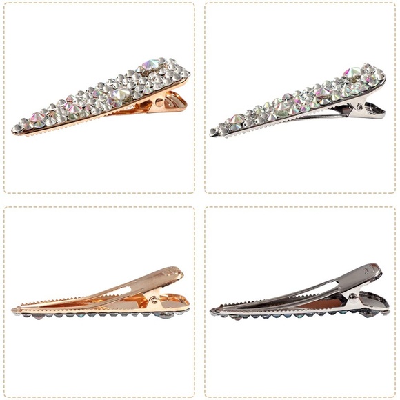Crystal Covered Barrette Hair Clips 6 Piece - Picture 4 of 7